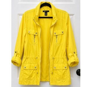 Style & Co Sport Yellow Jacket Anorak Rain Jacket Windbreaker Lightweight Jacket